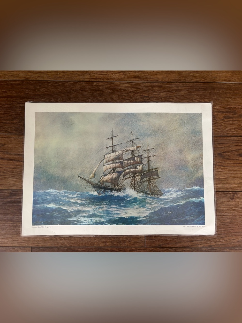 vintage Mobil Oil maritime art print/reproduction laminated